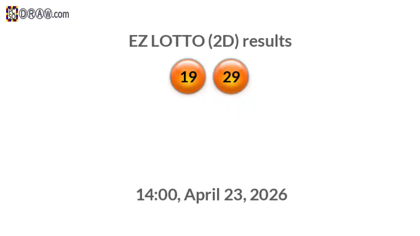 Rendered lottery balls representing EZ LOTTO (2D) results on April 23, 2026