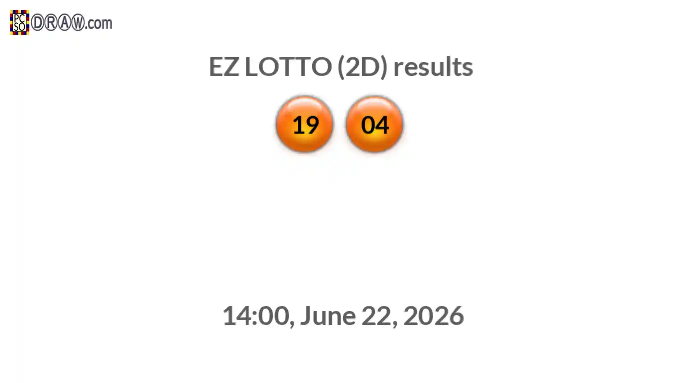 Rendered lottery balls representing EZ LOTTO (2D) results on June 22, 2026