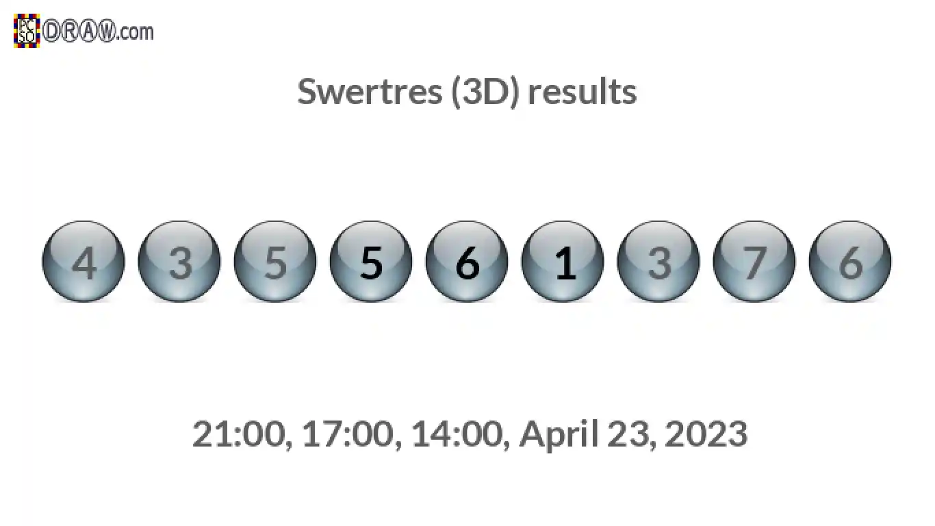 Rendered lottery balls representing 3D Lotto results on April 23, 2023