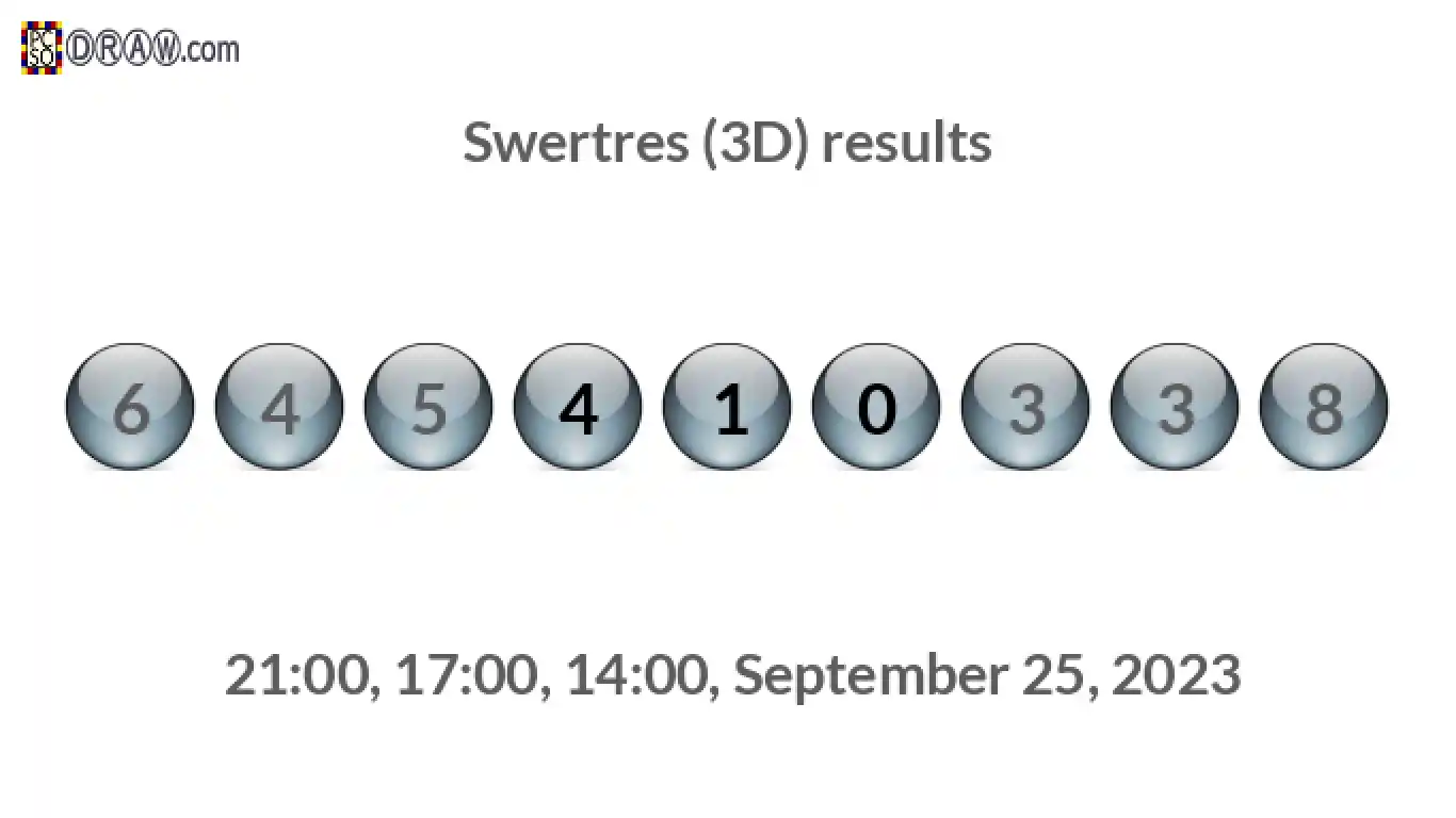 Rendered lottery balls representing 3D Lotto results on September 25, 2023