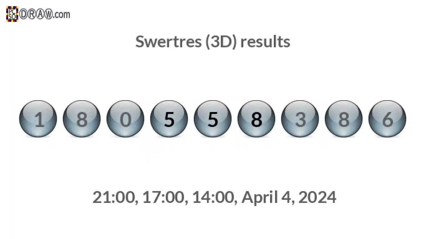 Rendered lottery balls representing 3D Lotto results on April 4, 2024