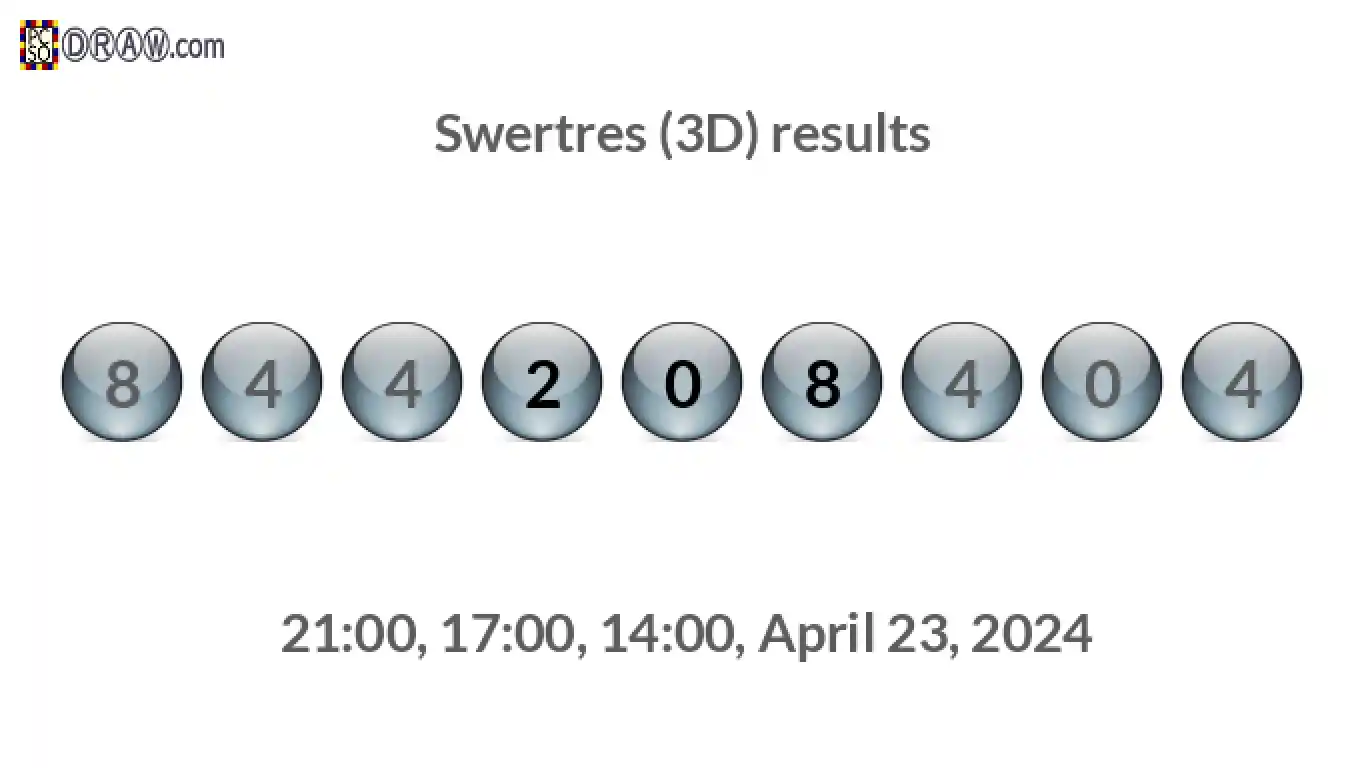 Rendered lottery balls representing 3D Lotto results on April 23, 2024