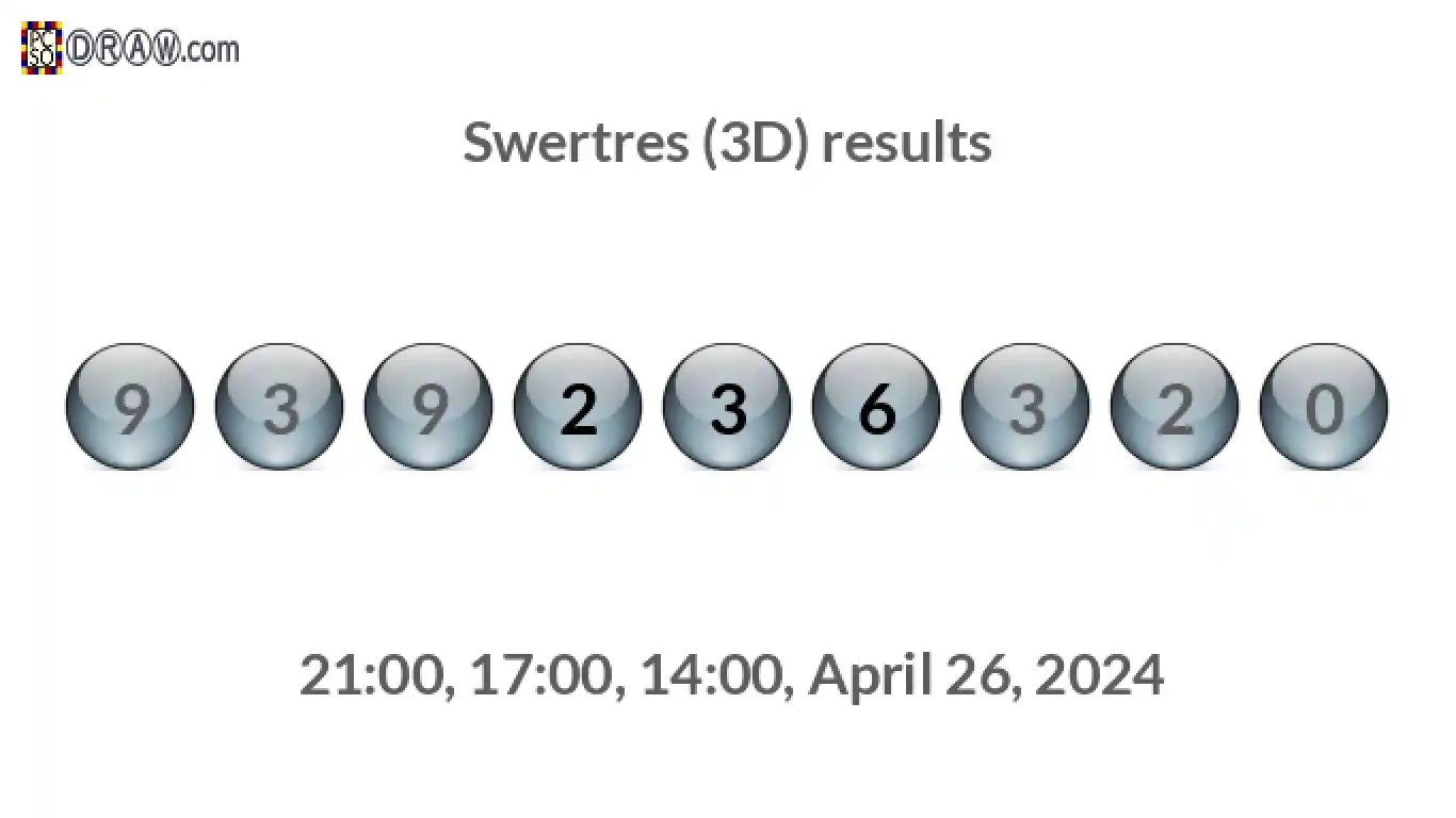 Rendered lottery balls representing 3D Lotto results on April 26, 2024