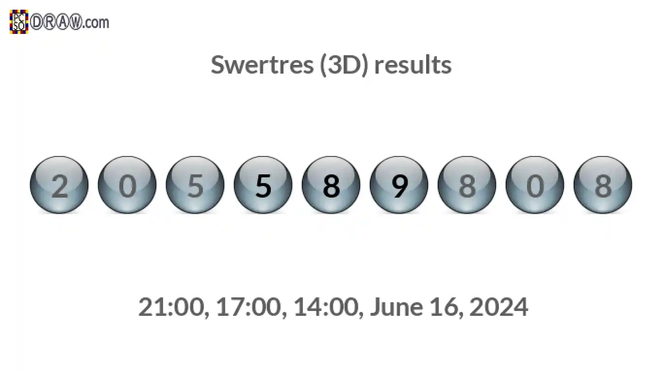 Rendered lottery balls representing 3D Lotto results on June 16, 2024