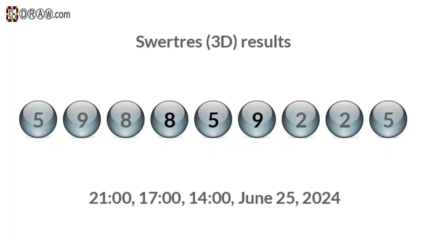 Rendered lottery balls representing 3D Lotto results on June 25, 2024