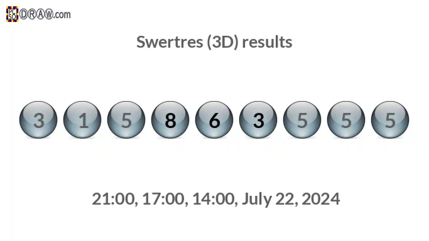 Rendered lottery balls representing 3D Lotto results on July 22, 2024