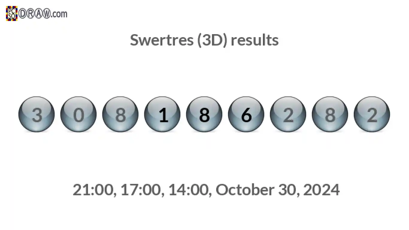 Rendered lottery balls representing 3D Lotto results on October 30, 2024