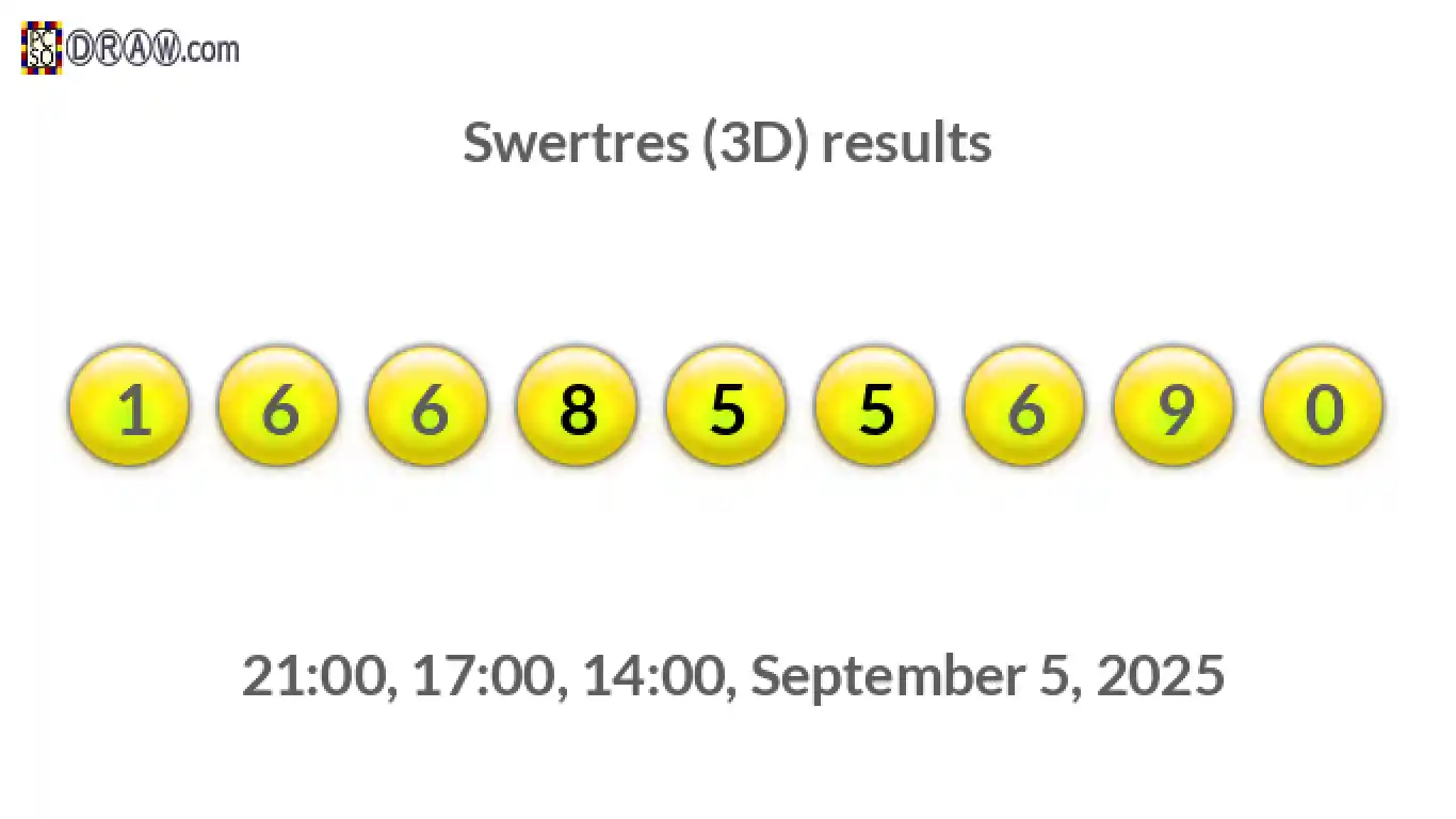 Rendered lottery balls representing 3D Lotto results on September 5, 2025