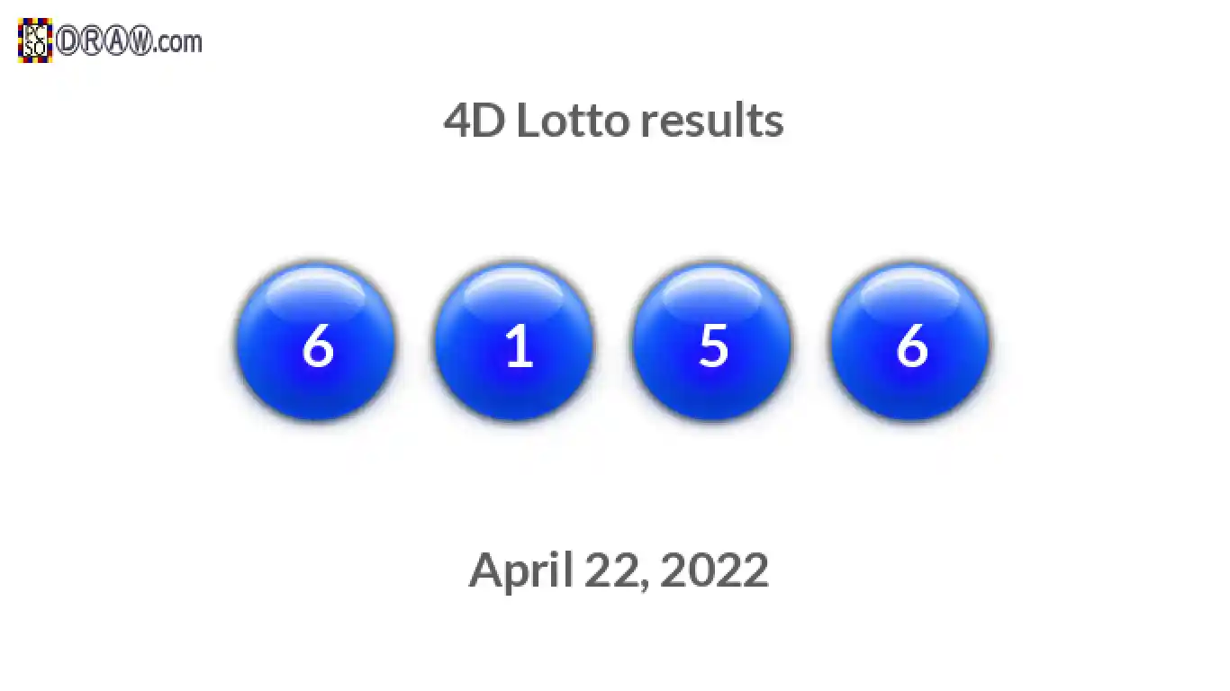 4D lottery balls representing results on April 22, 2022