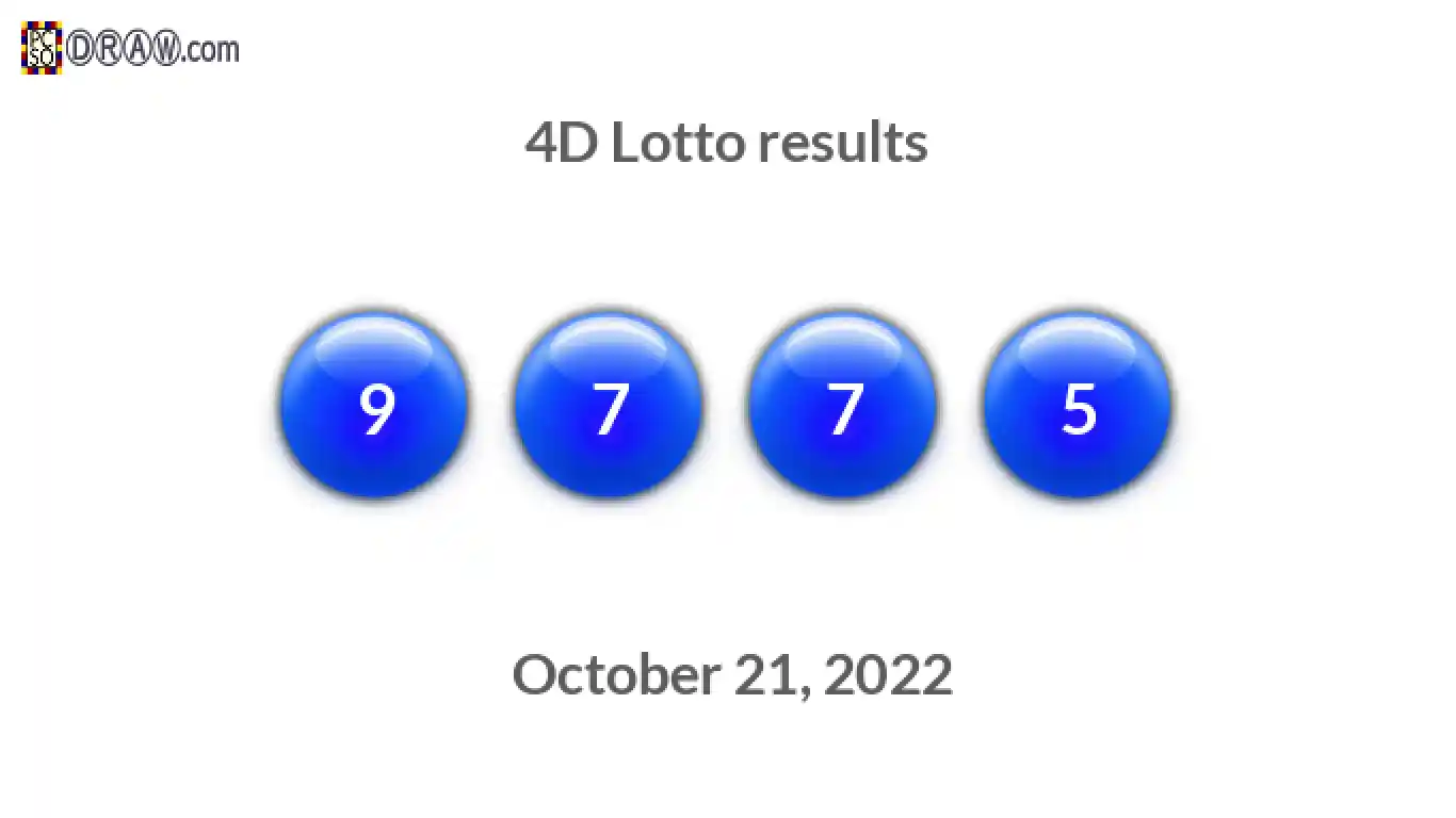 4D lottery balls representing results on October 21, 2022