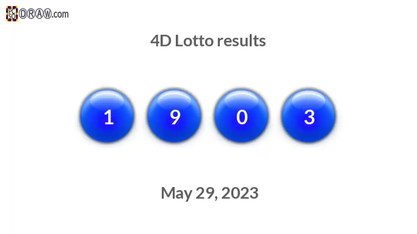 4D lottery balls representing results on May 29, 2023