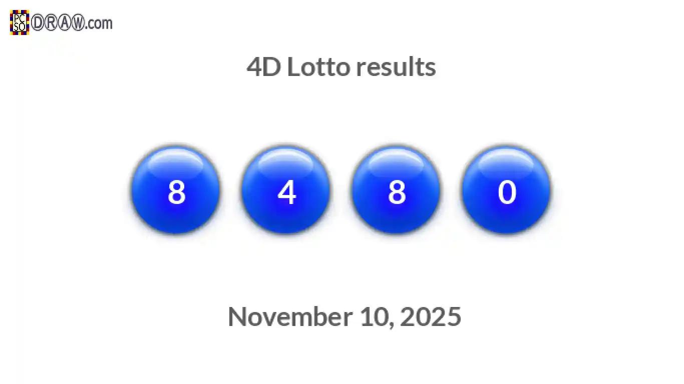 4D lottery balls representing results on November 10, 2025