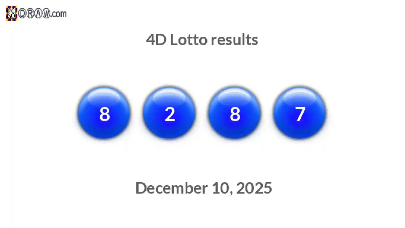 4D lottery balls representing results on December 10, 2025