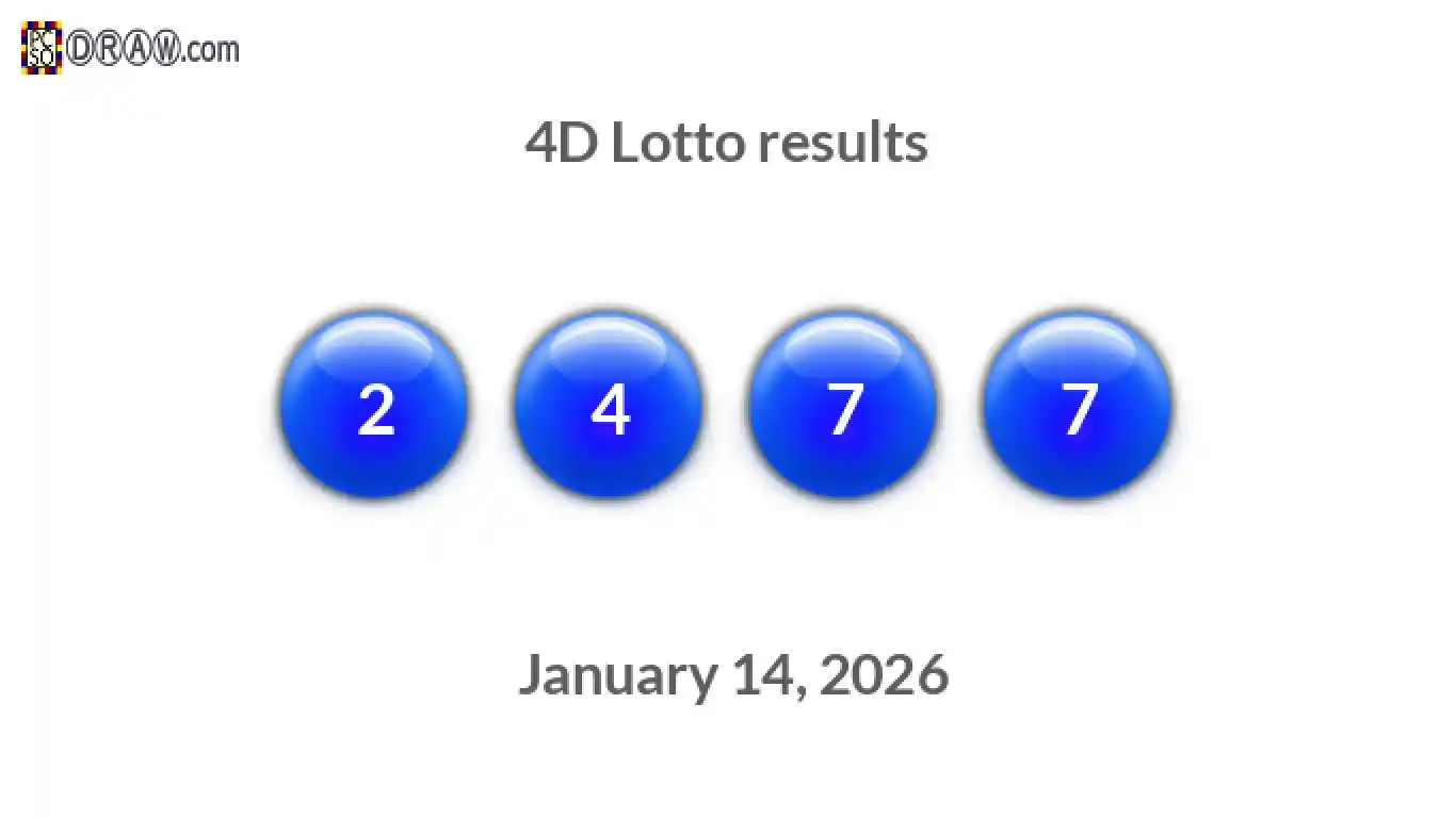 4D lottery balls representing results on January 14, 2026