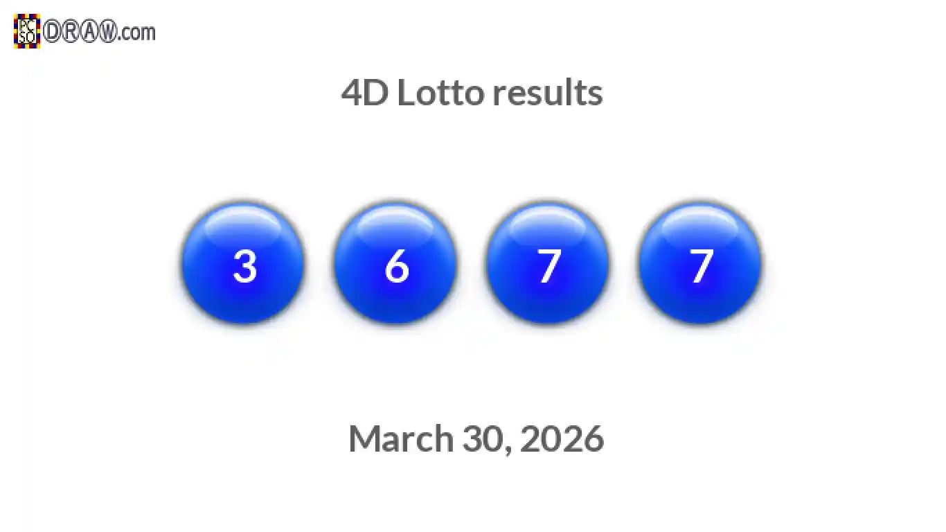 4D lottery balls representing results on March 30, 2026
