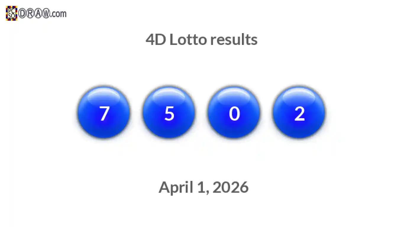 4D lottery balls representing results on April 1, 2026