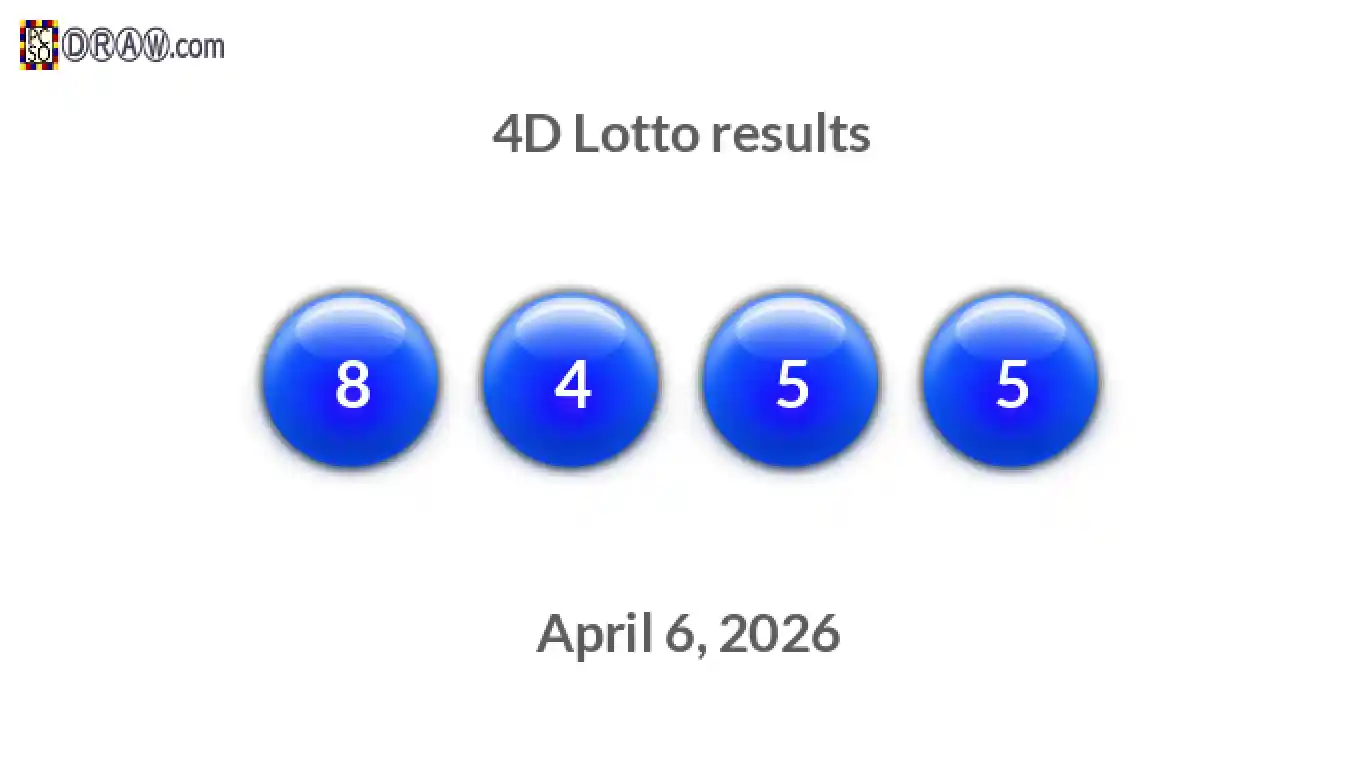 4D lottery balls representing results on April 6, 2026