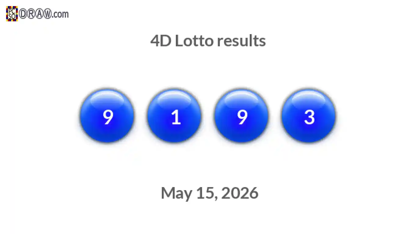4D lottery balls representing results on May 15, 2026