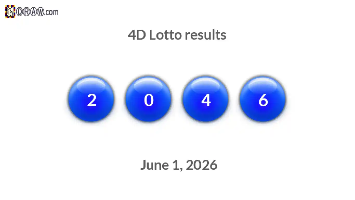 4D lottery balls representing results on June 1, 2026