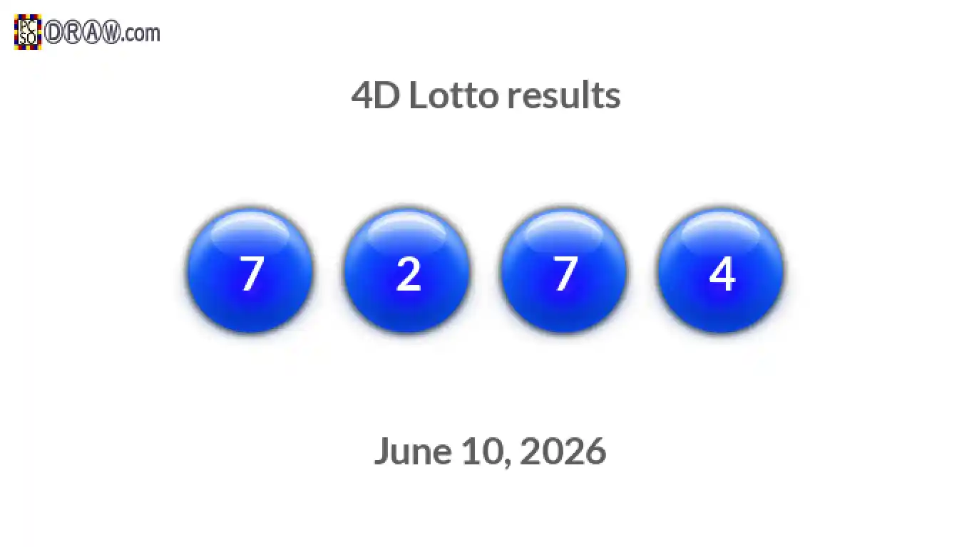 4D lottery balls representing results on June 10, 2026