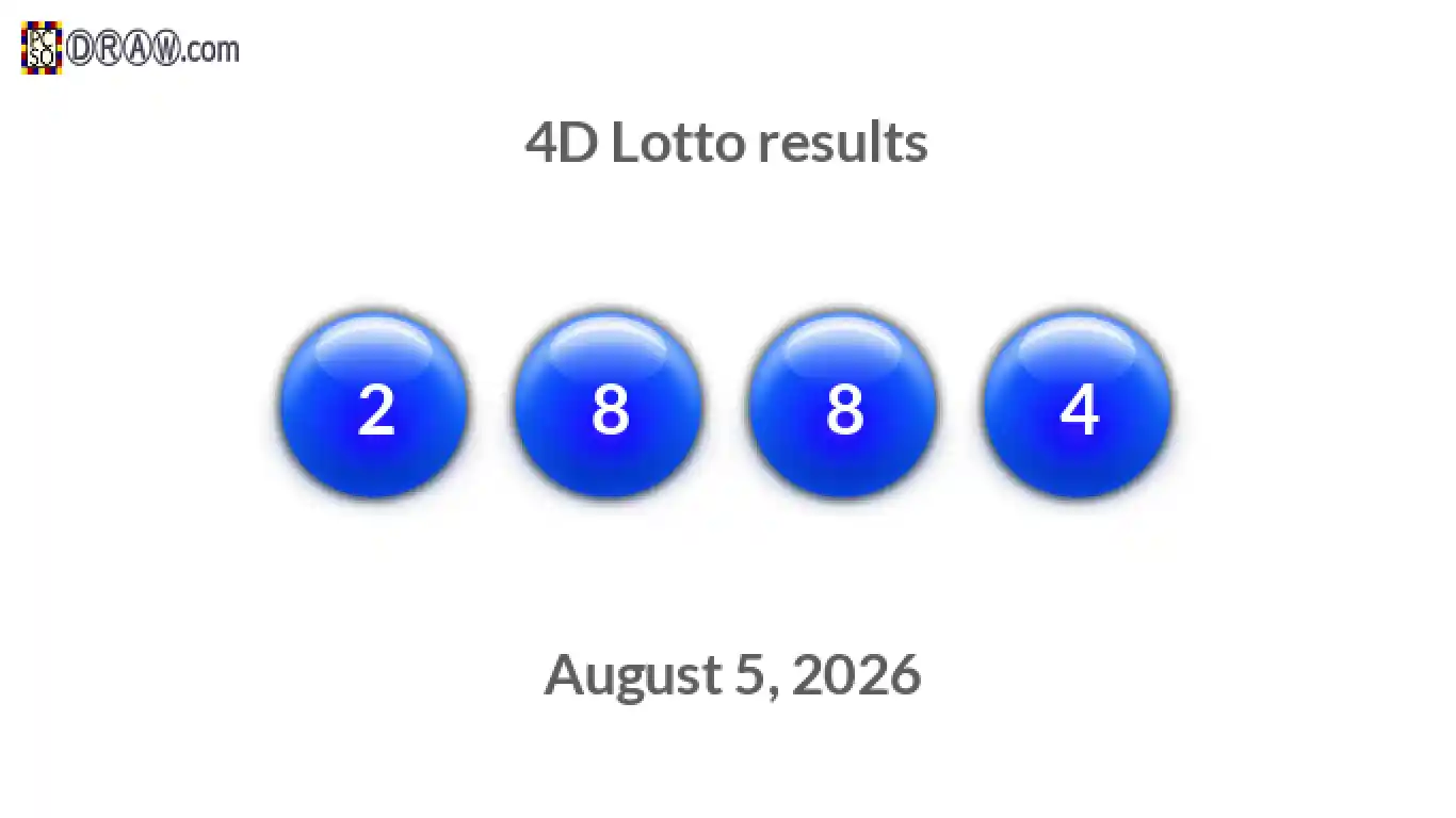 4D lottery balls representing results on August 5, 2026