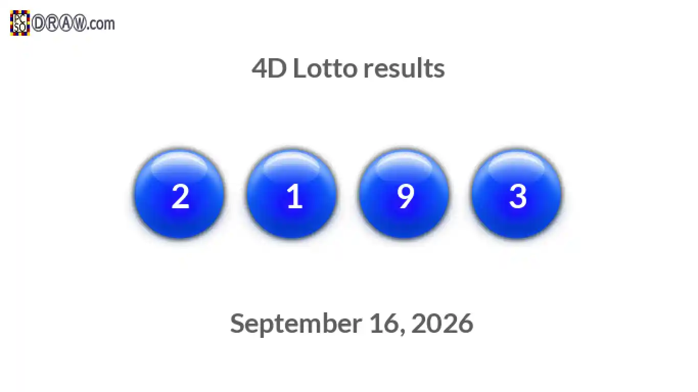 4D lottery balls representing results on September 16, 2026