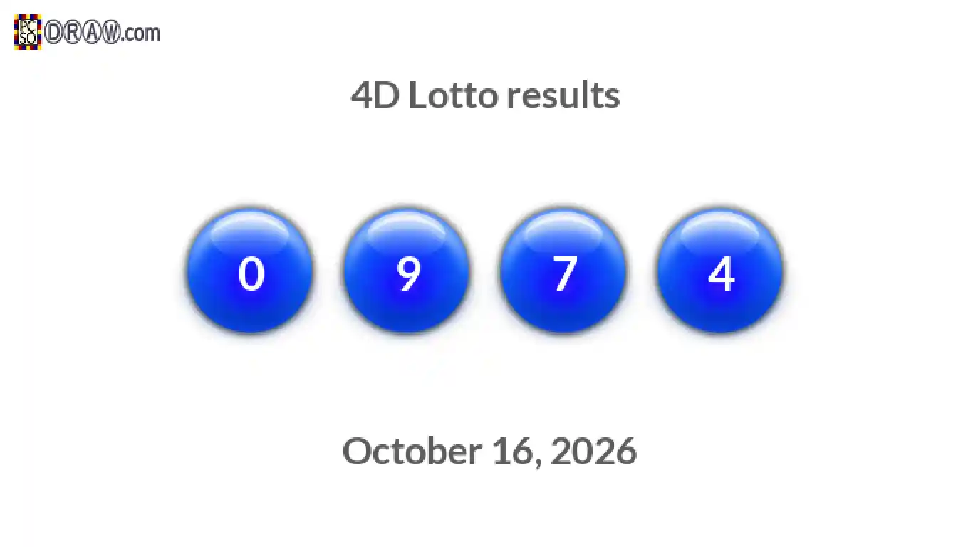 4D lottery balls representing results on October 16, 2026