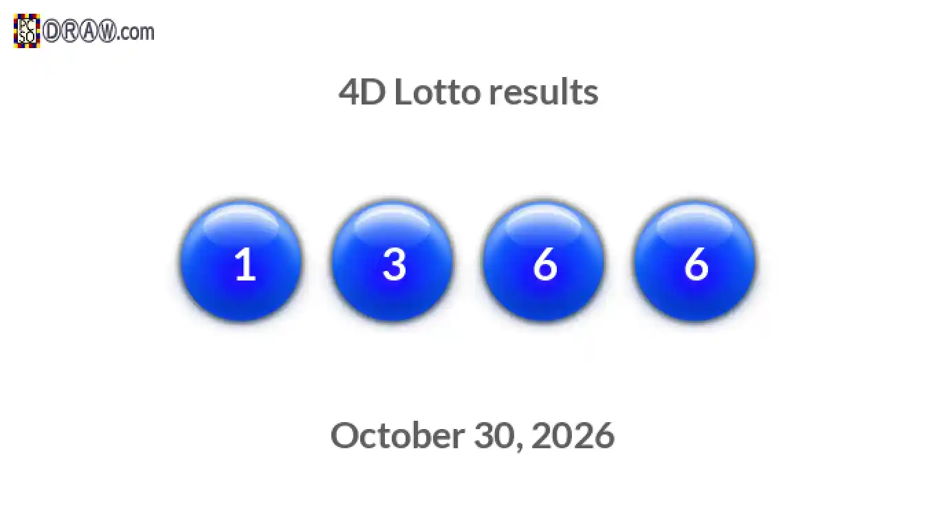4D lottery balls representing results on October 30, 2026
