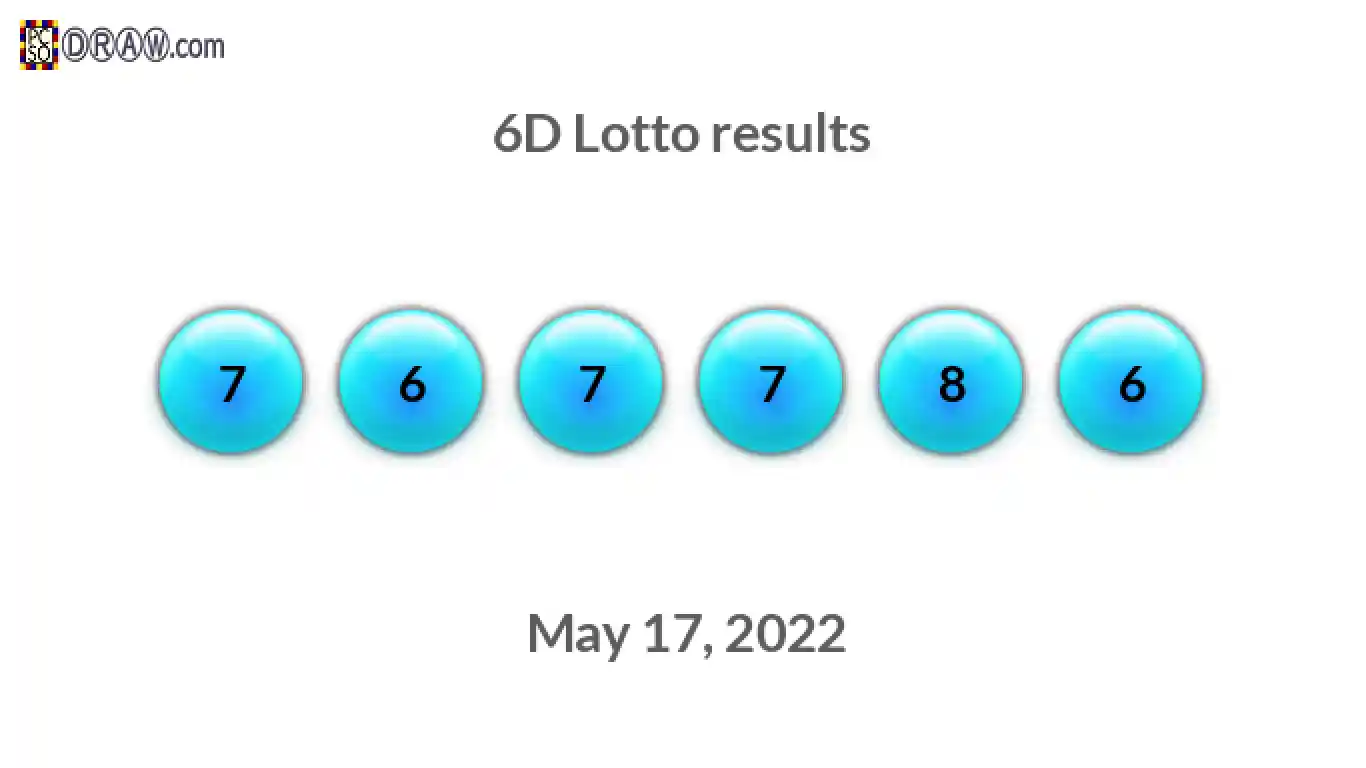 6D lottery balls representing results on May 17, 2022