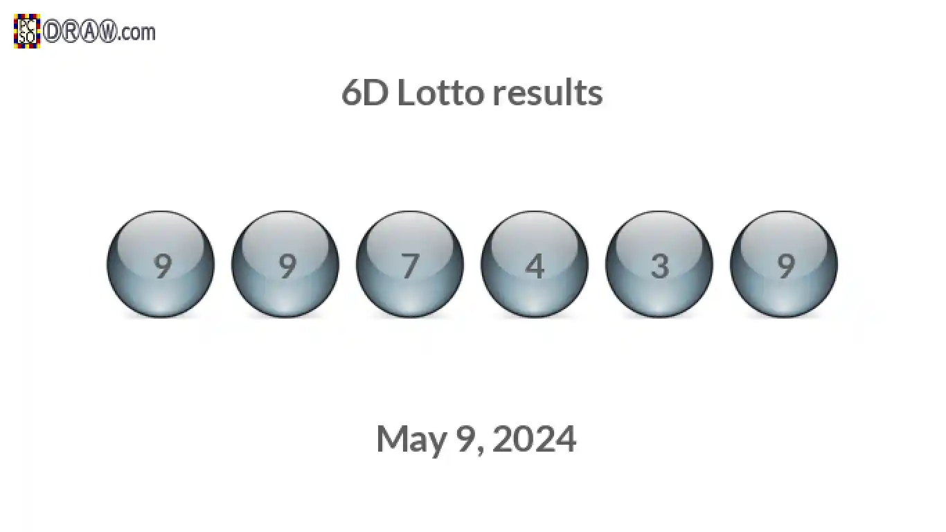 6D lottery balls representing results on May 9, 2024