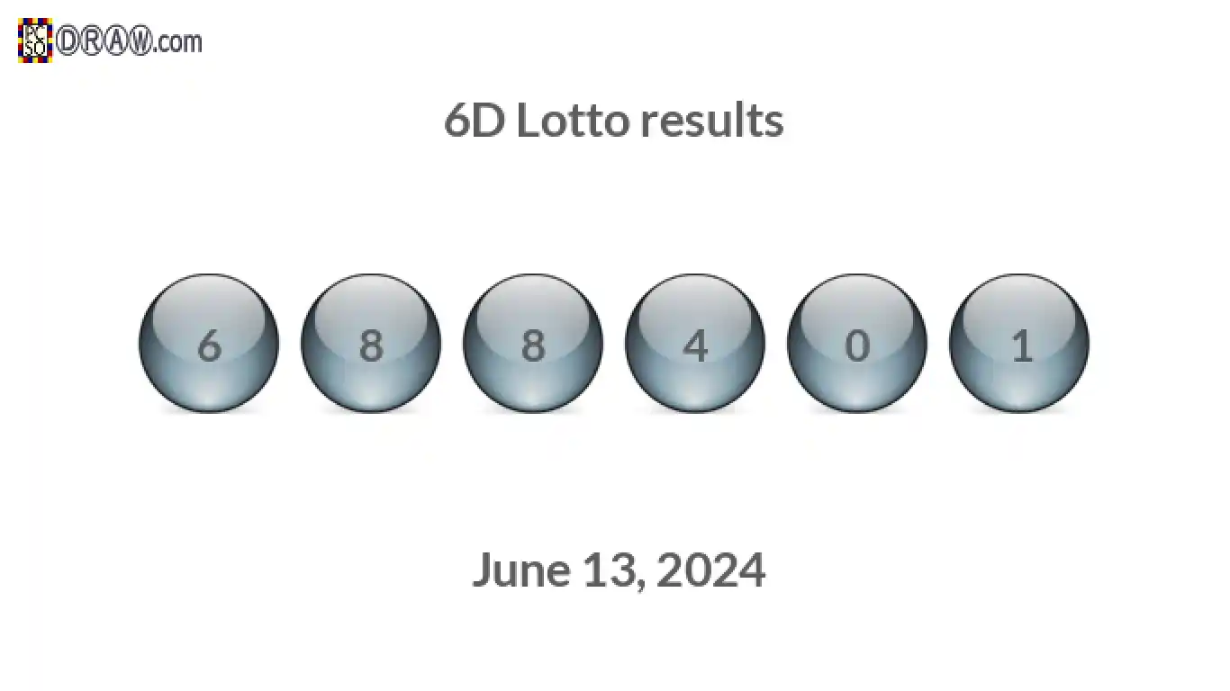 6D lottery balls representing results on June 13, 2024