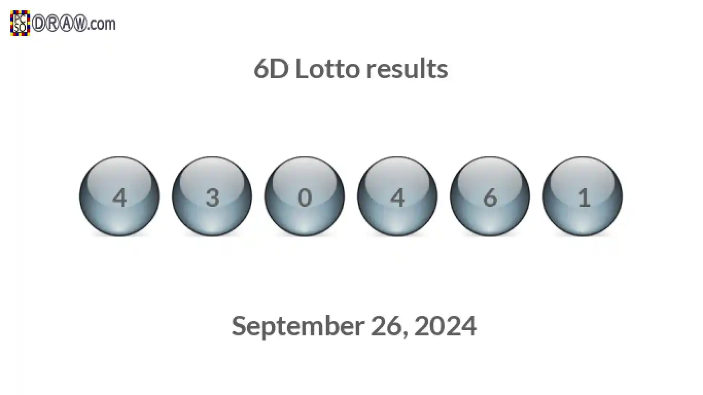 6D lottery balls representing results on September 26, 2024