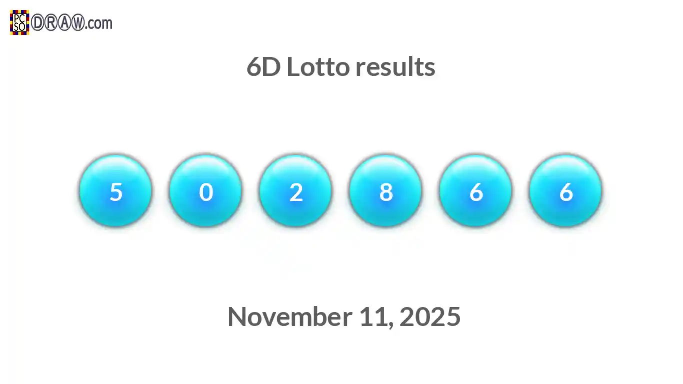 6D lottery balls representing results on November 11, 2025