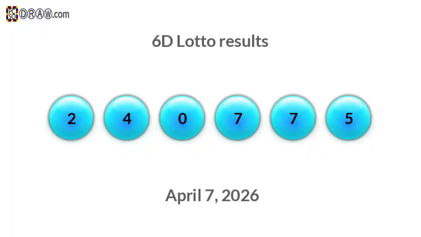 6D lottery balls representing results on April 7, 2026