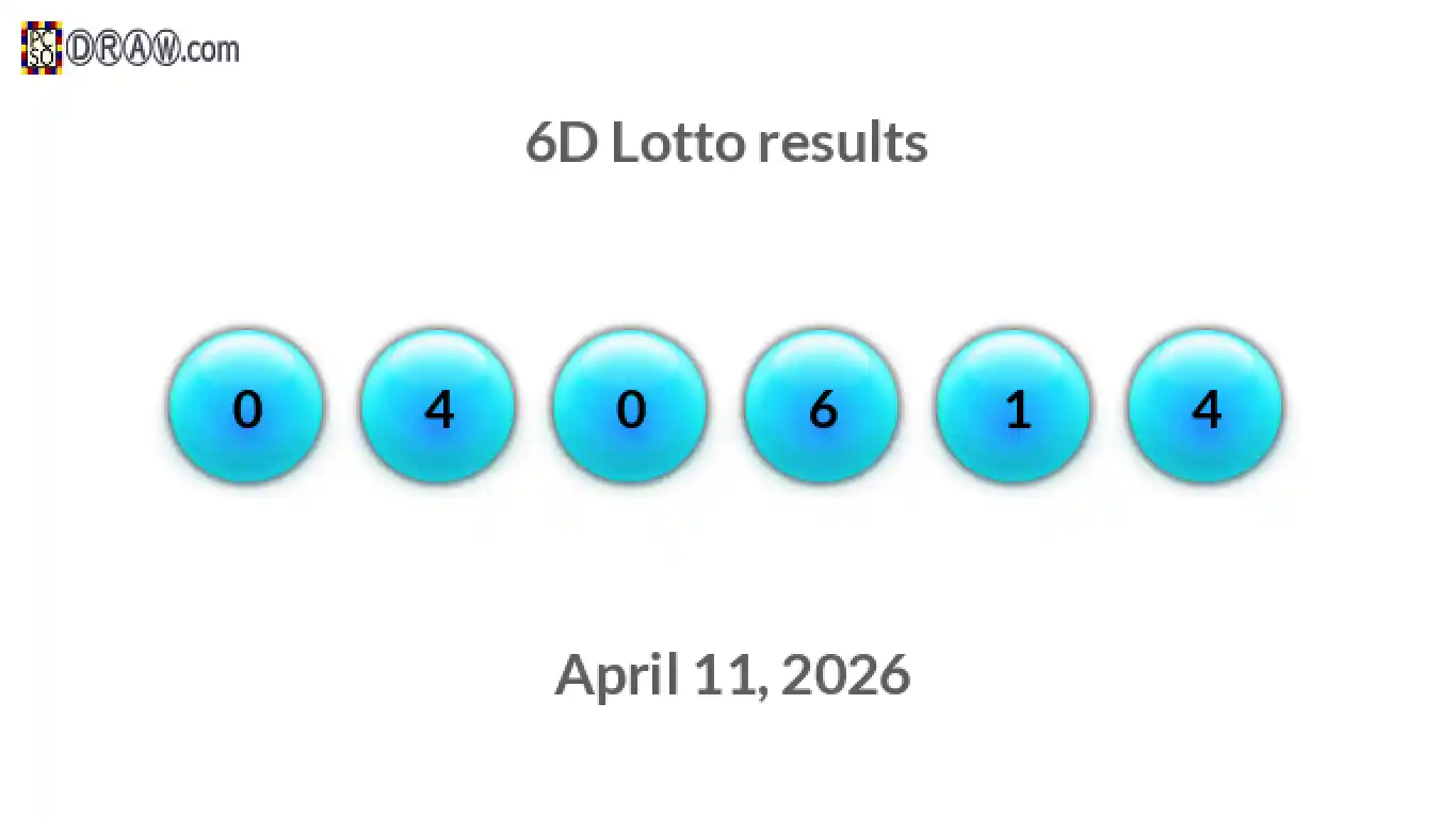 6D lottery balls representing results on April 11, 2026