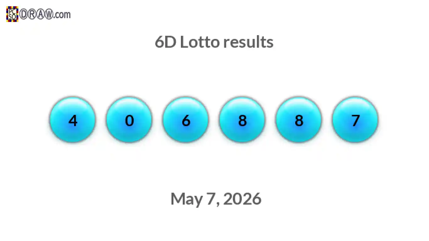 6D lottery balls representing results on May 7, 2026
