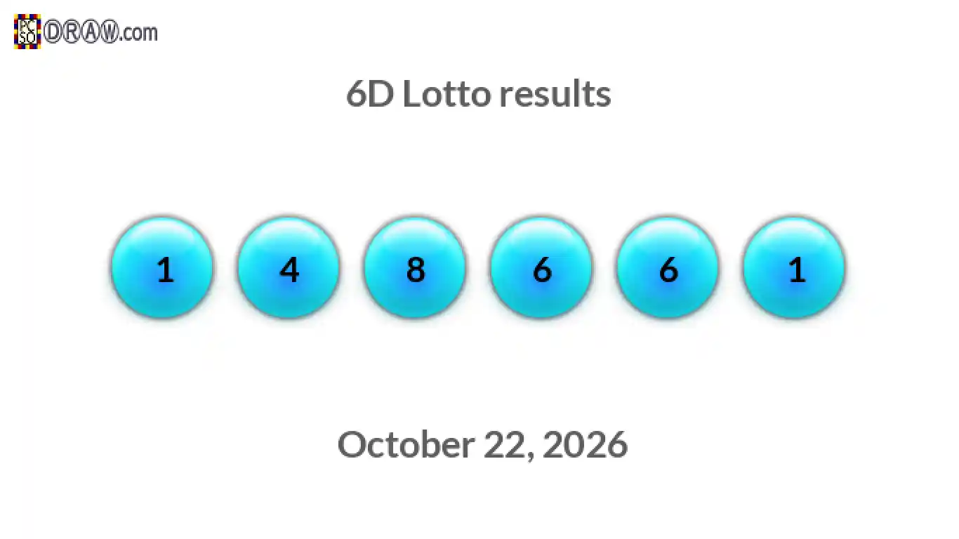 6D lottery balls representing results on October 22, 2026