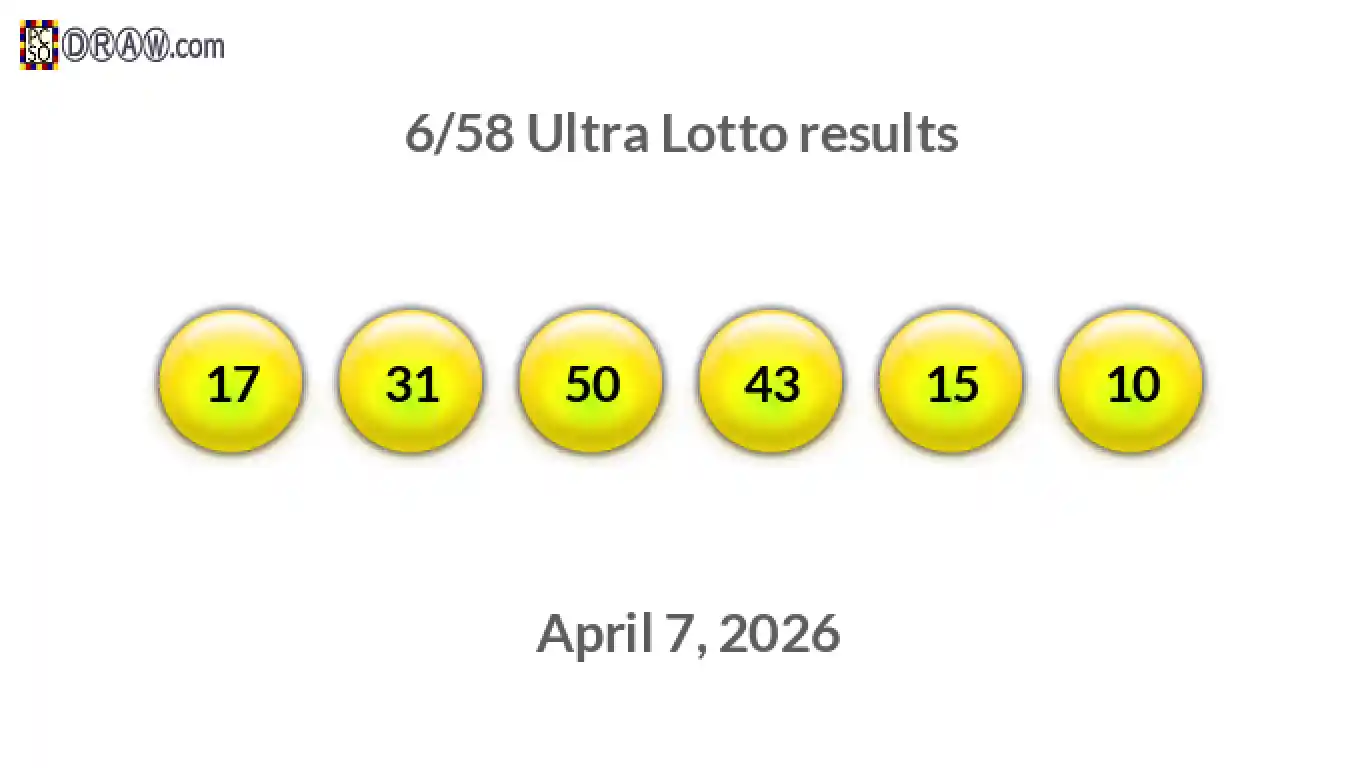 Ultra Lotto 6/58 balls representing results on April 7, 2026