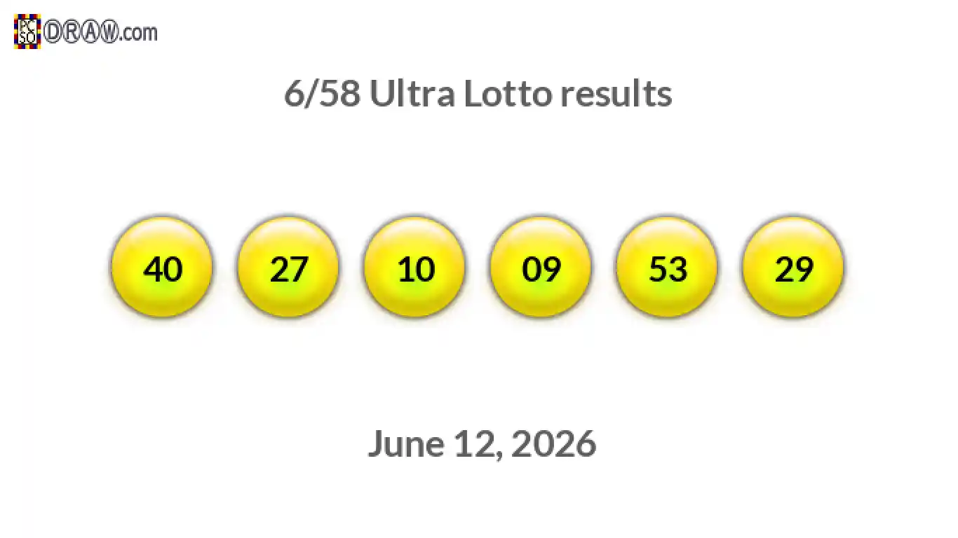 Ultra Lotto 6/58 balls representing results on June 12, 2026