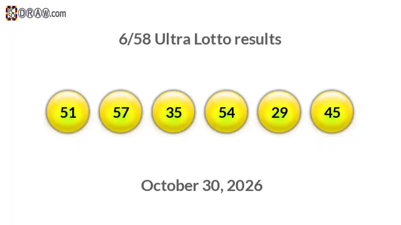 Ultra Lotto 6/58 balls representing results on October 30, 2026